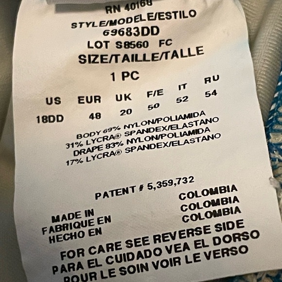 Miraclesuit Blue Twist Front One Piece Swimsuit Size 18DD - Picture 12 of 12